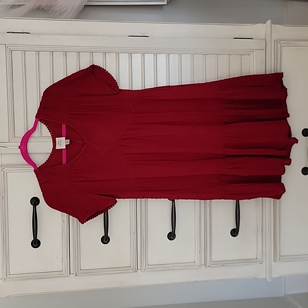NWT KNOX ROSE RED DOTTED V-NECK DRESS SIZE XS